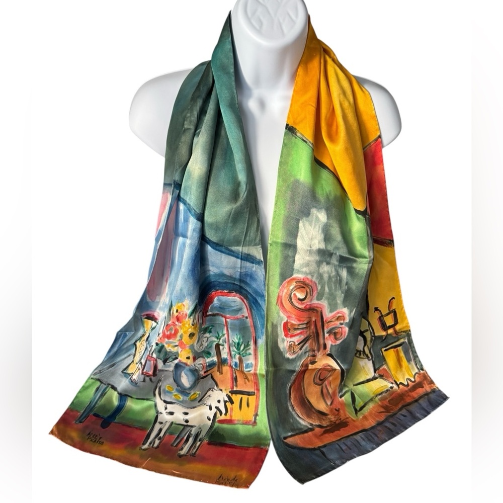 Apres Picasso Colorful Silk Scarf with Artistic Design